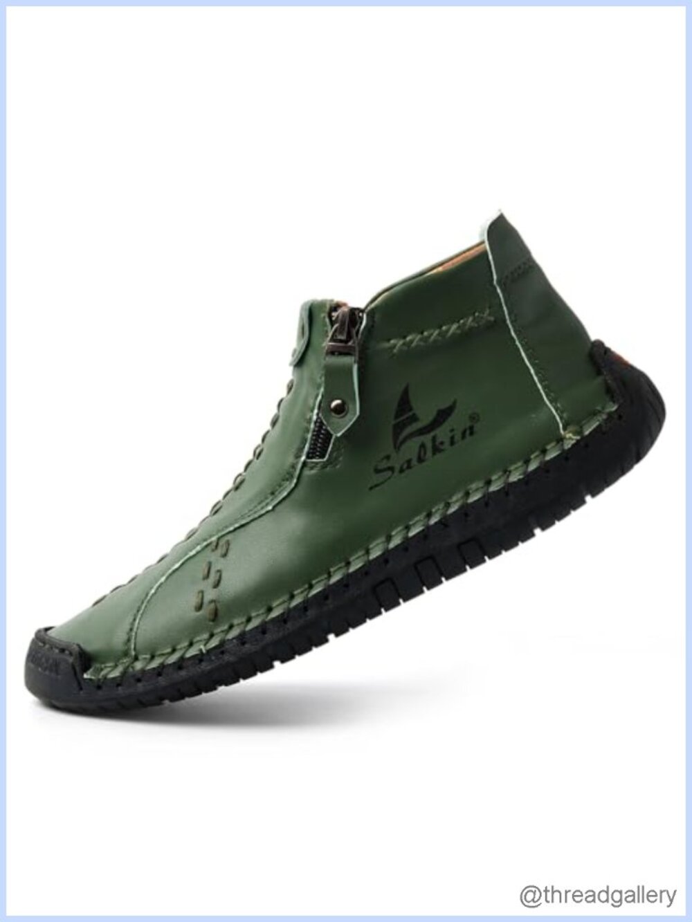 Hand-Stitched Faux Leather Ankle Boots Side Zipper Casual Outdoor